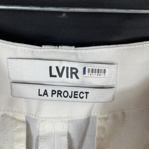LVIR Wool Two-Tucked Trousers Pants White Pleated High Rise Wide Leg Sz M - Picture 9 of 12